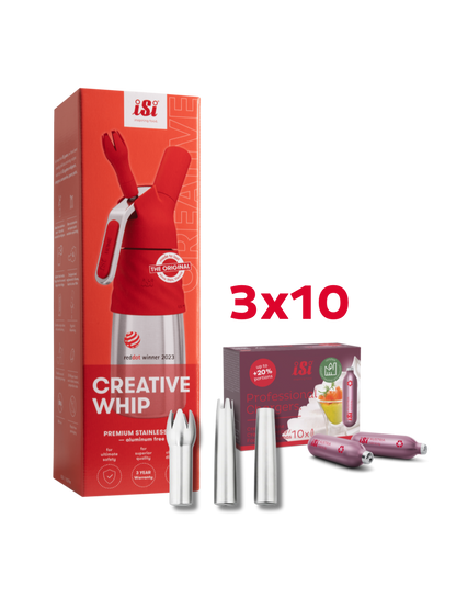 Creative Whip inkl. 30 Professional Chargers und Edelstahltüllen Set