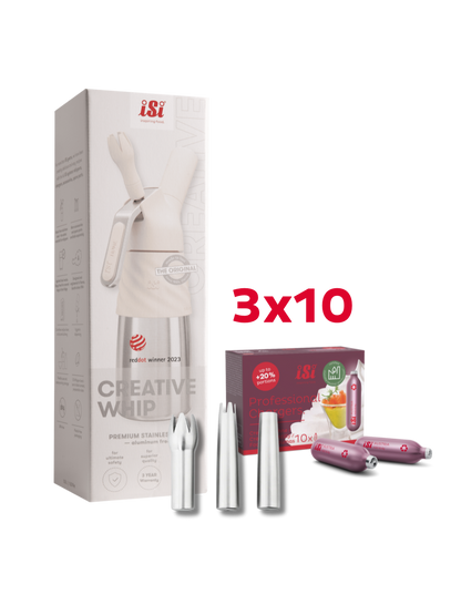 Creative Whip inkl. 30 Professional Chargers und Edelstahltüllen Set